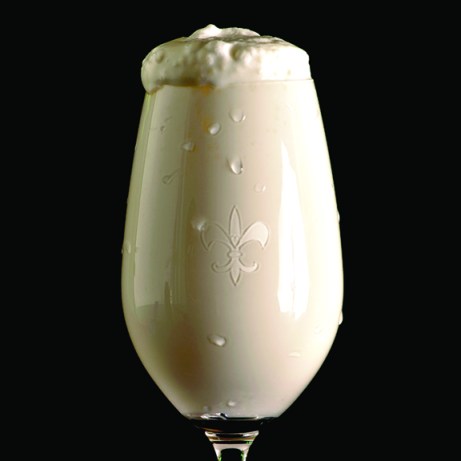 gin fizz closeup with fleur de lis